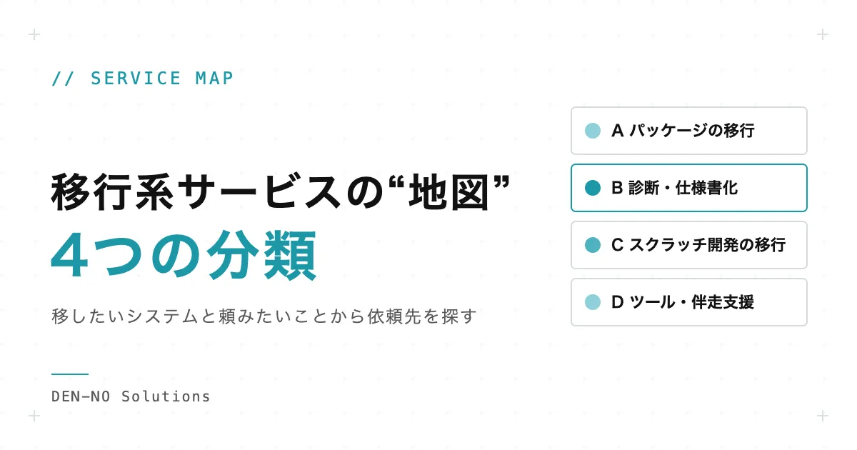 マイグレーション・モダナイゼーション系サービスの“地図”：4つの種類と依頼先の選び方